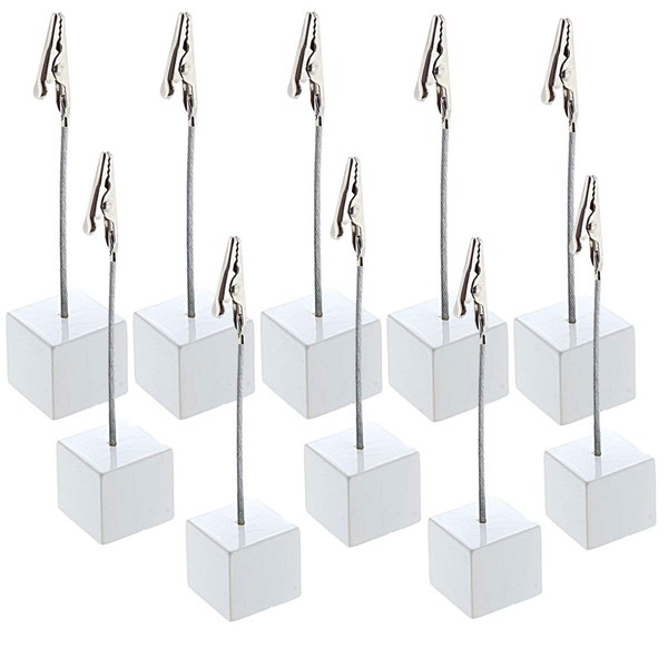 [TradeWind] Wire Memo Clip, Memo Stand, Card Holder, Card Stand, Memo, Business Card, Photo, Menu, Pop, Cube Shape, Wire Type, Desktop Supplies, Tabletop, Promotion, Set of 10 (White)