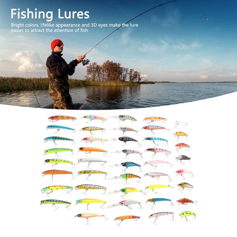 43Pcs Fishing Lure Kit Minnow Artificial Bait Universal Simulation Lure