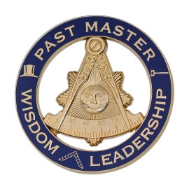 Past Master Leadership Round Masonic Auto Emblem - [Blue & Gold][3'' Diameter]