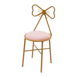 Makeup Dressing Chair, Pink Bow Backrest Princess Chair Accent Modern Velvet Butterfly Accent Chair Computer Chairs with Golden Leg for Living Room Bedroom Vanity Office Reading Nook (Light Pink)