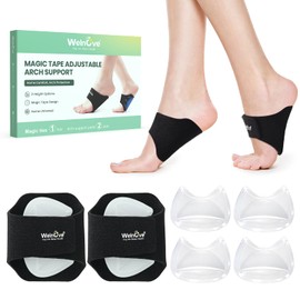 Arch Support Inserts for Men & Women - Welnove 6mm & 10mm Adjustable Heights Arch Pads - Non-Slip Arch Braces Bands for Plantar Fasciitis Relief - Gel Insole Pad for Flat Feet, High & Fallen Archs