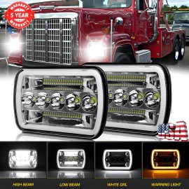 Unbranded Newest Pair 7x6" 5x7" Led Headlight Hi/Lo For International IHC 5600i 9200 9400i
