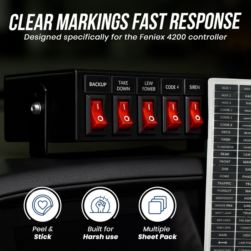 UBL Replacement Legend Stickers for Feniex 4200 Controller (Full Size)