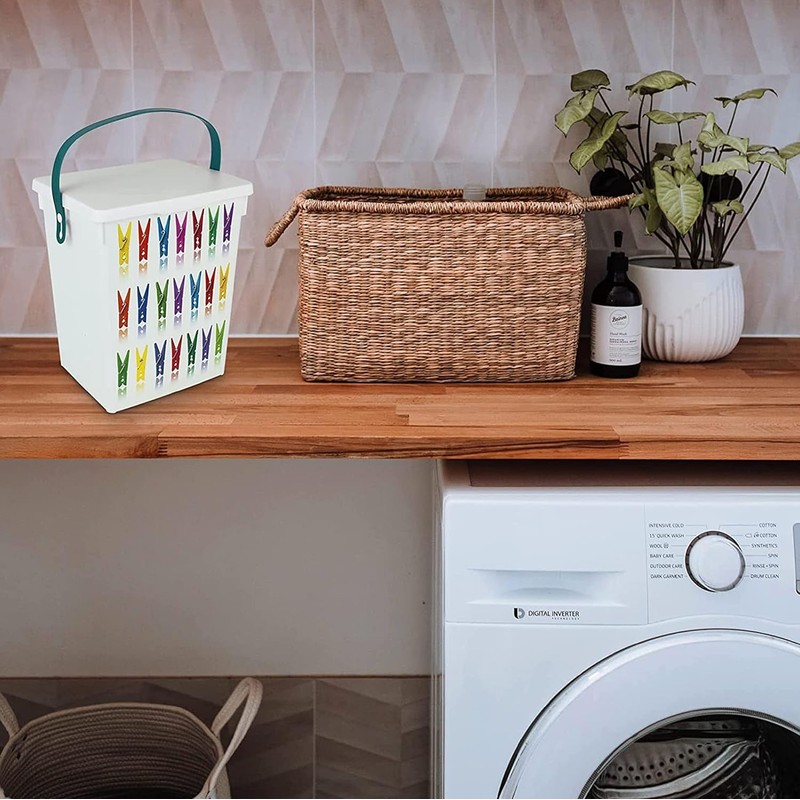 eMKay® Plastic 5Lt Peg Design Pegs Storage Box Container Caddy