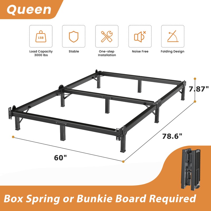 MAF Metal Bed Frame Queen 8 Inches, 9-Legs Support Bed
