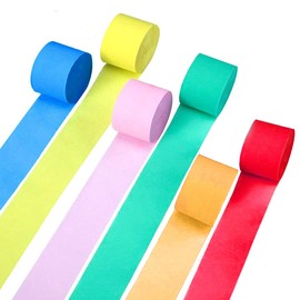 WELANE Streamers Paper, 6 Rolls Tassels Streamer Paper Crepe Paper Streamers for Birthday Party, Wedding, Festival Ornament (6 Color, 4.5cm X 10m)