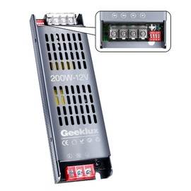 LED Transformer 200W 16.6A, Input 220-240V to Output DC 12V, LED Transformer 230V to 12V, 12V Power Supply Constant Voltage for LED Strips, Lamps, Low Voltage Lighting 200W-12V