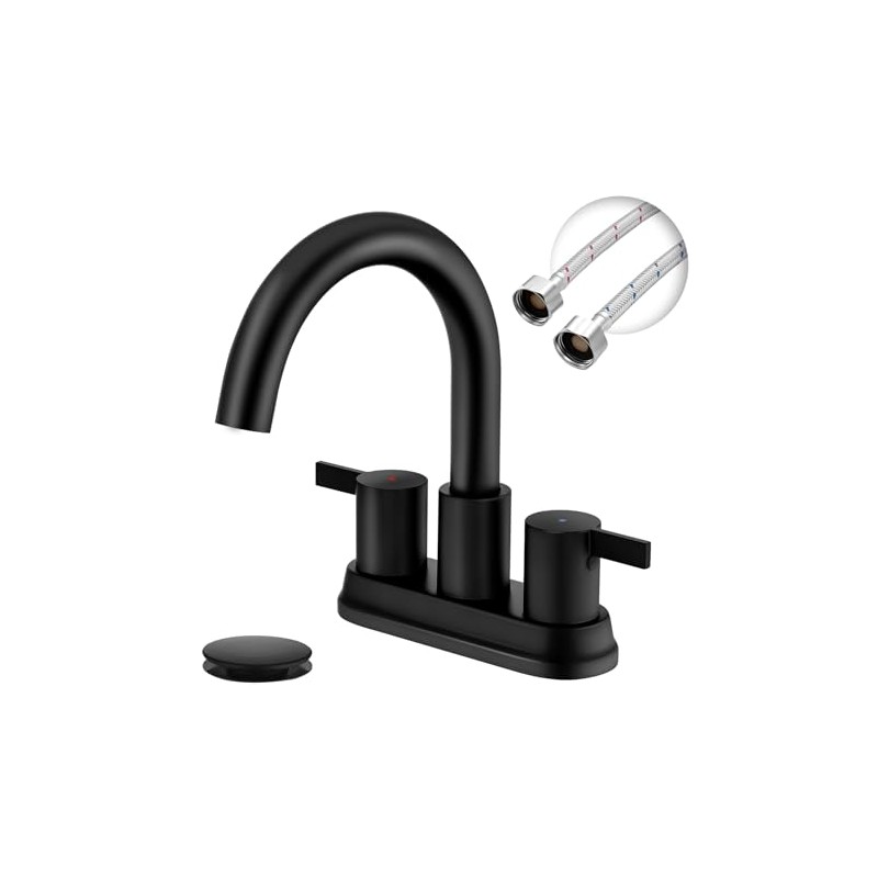 Two Handle 4 inch Black Bathroom Faucet, Bathroom Sink Faucet