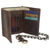 Men's RFID Blocking Trifold Vintage Leather Biker Chain Wallet With