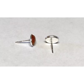 Unbranded Sterling Silver 8 x 6mm Oval Cabochon Venturina "Goldstone" Post Stud Earrings