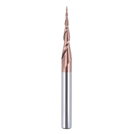 SpeTool Tapered Ball Nose End Mill 1/4" X 3" with 0.25mm Ball Nose 5.26Deg for CNC Machine Engraving Carving Bits H-Si Coated