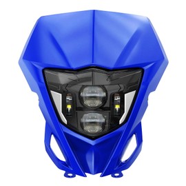 SUMHITIC LED Headlight Motorcycle Headlamp Kit with DRL Compatible with 2013-2023 WR250F 400F 426F 450F, WR250 400 426 450 TTR XT MX Most Enduro Motorcycle Pit Bike Black w/Blue Bezel