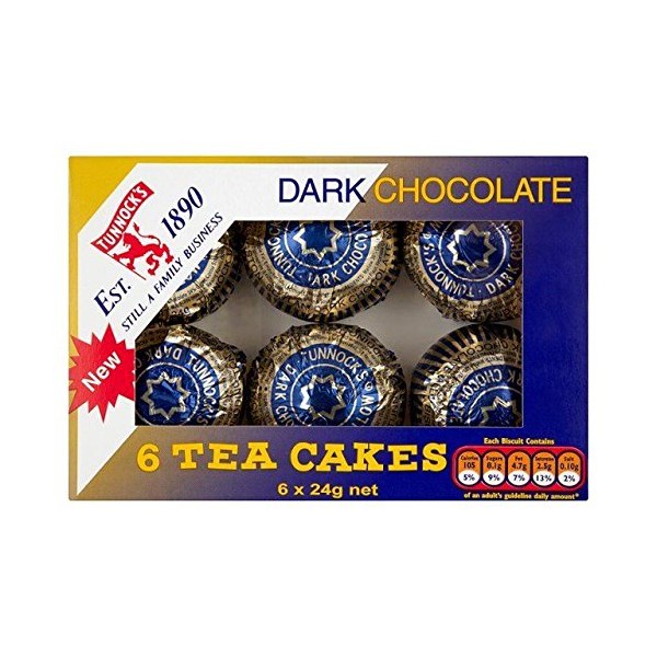 Tunnock's Tea Cakes Dark Chocolate 6 x 24g - Pack of 2
