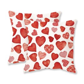 TAJWE Valentine’s Day Throw Pillow Covers 18x18 Inch Set of 2 Red Heart Decorative Pillow Cases Valentine Anniversary Wedding Holiday Cushion Case Decoration for Sofa Couch