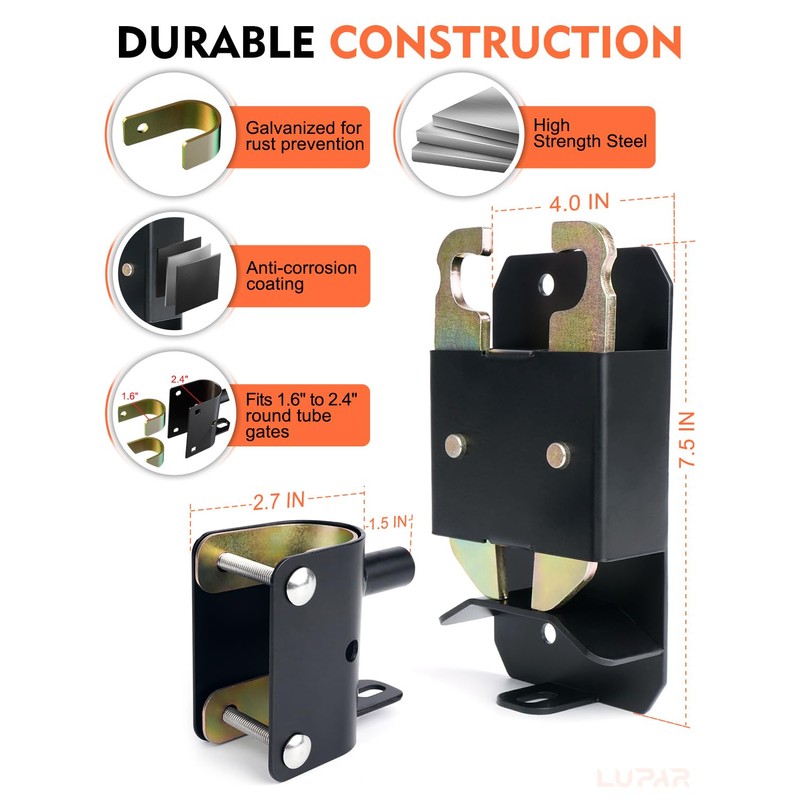 2 Way Farm Gate Latch, 2PC Heavy-Duty Lockable Fence Latch