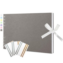 Scrapbook Photo Album 21.5x15cm DIY Memory Book Scrap Books 40 White Pages Ablums Kit with Stickers for Wedding, Travel, Birthday, Light Grey