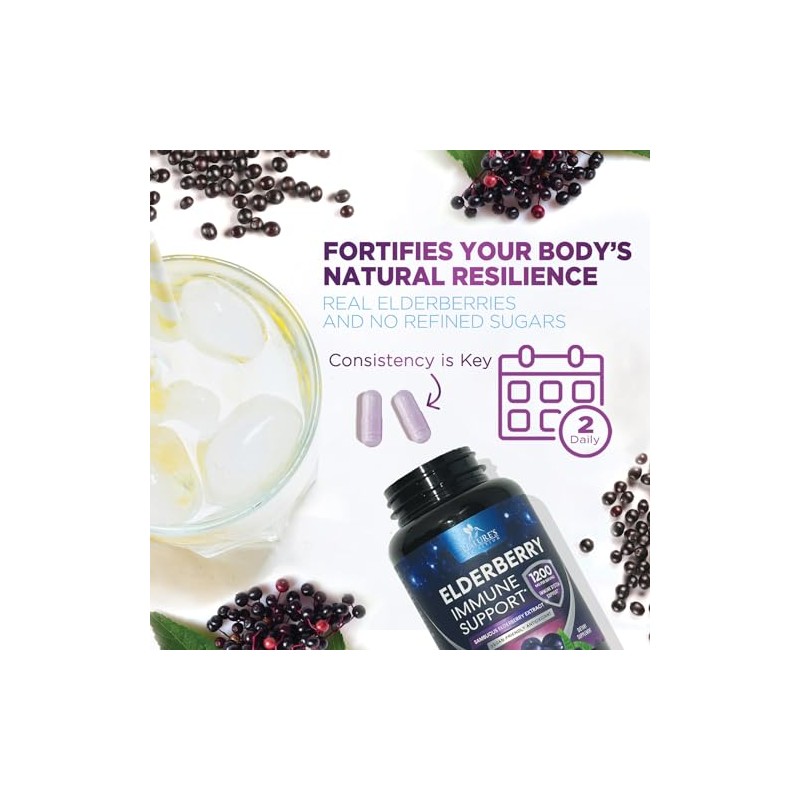 European Elderberry Fruit Extract 1200mg Per Serving Capsules - Sambucus