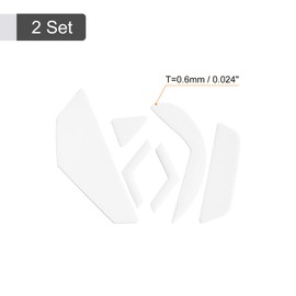 PATIKIL Rounded Curved Edges Mouse Feet Skates Pads 0.6mm w Cleaning Paper for G502 Wired Gaming Mouse Feet Replacement White 6Pcs/2 Set