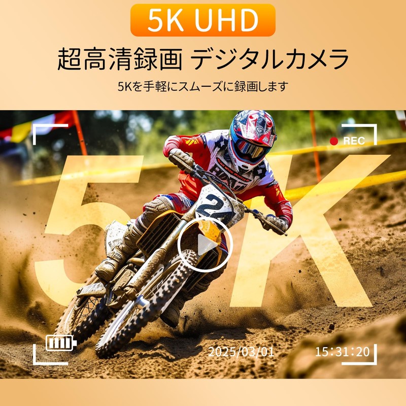 Digital Camera, 5K Recording, 75 Million Pixels, Transmitted to Smartphones,