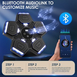 Ceyodo Music Boxing Machine for Adults and Kids, Smart Bluetooth Boxing Training Equipment 5 Targets with Boxing Gloves Wall Mounted, Workout Punching Machine for Home, Gym, Office