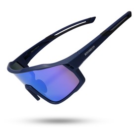 RTUOHUIN Polarisiert Fahrradbrille UV400-Schutz Sport Sonnenbrille TR90 Flexiblem Rahmen Hochwertig Schnelle Schutzbrille für Kinder Herren und Damen - Blau