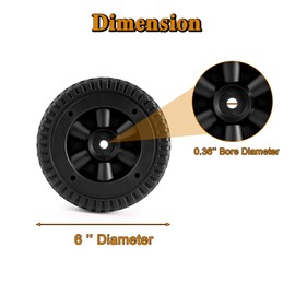 6 Inch G206-0025-W1 Grill Wheels Replacement Parts for Charbroil Wheels Kit 463722403 463720115 463720114 461630007 463723110 473720108 Kenmore 415.15476 415.154802 415.16107 Thermos 4618041