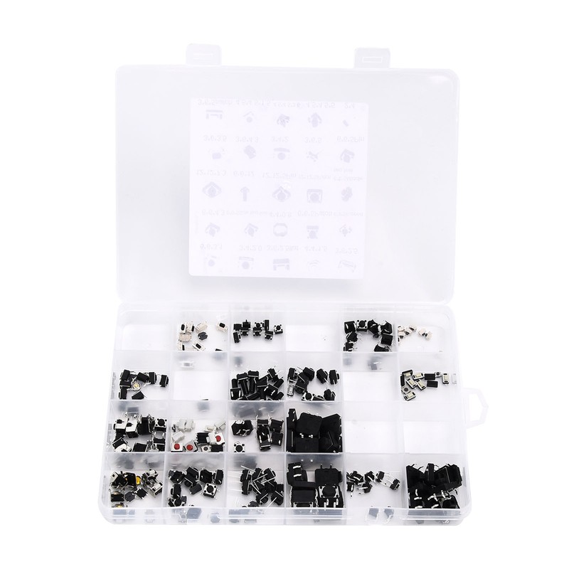 250pcs Tact Push Switch Micro Combination Kit 25 Values Boxed