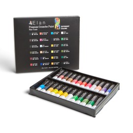 Elan Gouache Paint Set, 24 Gouache Paint Tubes, 12 ml, Premium Gouache Paint, Gouache Paint Set, Liquid Gouache Painting Tube, Gouache Set Professional, Gouache Paint Set, Adult Gouache Painting Set