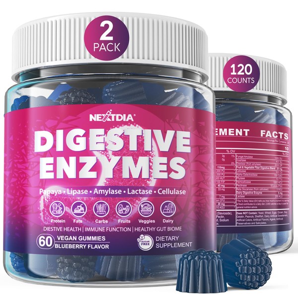 Digestive Enzymes for Women & Men Gummies w/ Probiotics, Papaya,