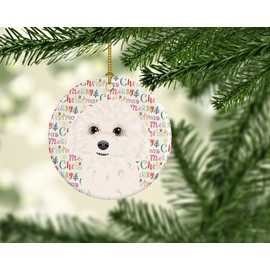 Caroline's Treasures Poodle Toy White Christmas Ceramic Ornament Christmas Tree Hanging Decorations for Home Christmas Holiday, Party, Gift, 3 in, Multicolor