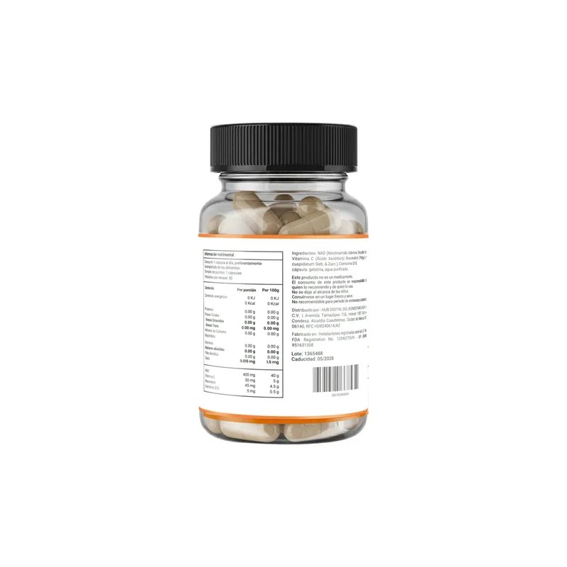 Nad+ Briah 400 Mg Con Resveratrol Energía Y Enfoque 30
