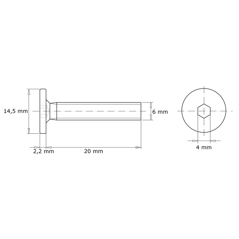 HEXATON Hexagon Socket Head Screws Full Thread M6 x 20