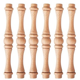 25 Pack 6-1/9 Inch Unfinished Wooden Baluster Spindles, TCHOSUZ European Decorative Unpainted Wood Newel Post Handrail for DIY Staircase Furniture Woodworking Crafts Home Improvement