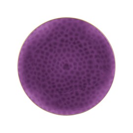 EcoQuality 7" inch Round Hammered Translucent Purple Plastic Plates with Gold Rim - China Like Party Plates, Heavy Duty Large Disposable Dinner Charger Salad Plate Weddings, Serveware (10)