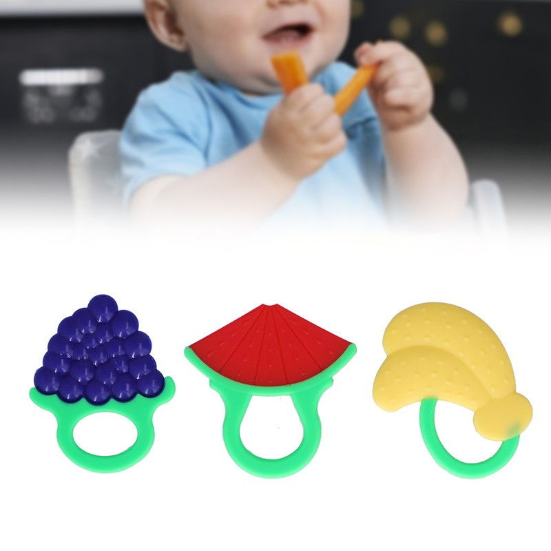 3Pcs Baby Teething Toys Lovely Fruit Shape Teeth Discomfort Relief