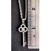 Handmade 925 Sterling Silver Key Pendant Necklace Clear Cubic Zirconia