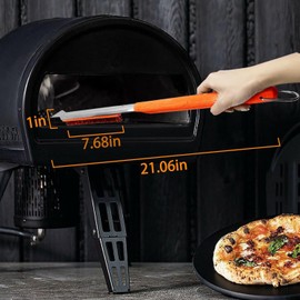 Pizzaofen-Bürste mit Edelstahlschaber–Messingborsten–Holzgriff–Ring zum Aufhängen –Outdoor-Pizzaofen-Zubehör Ideal für Outdoor- und Indoor-Öfen