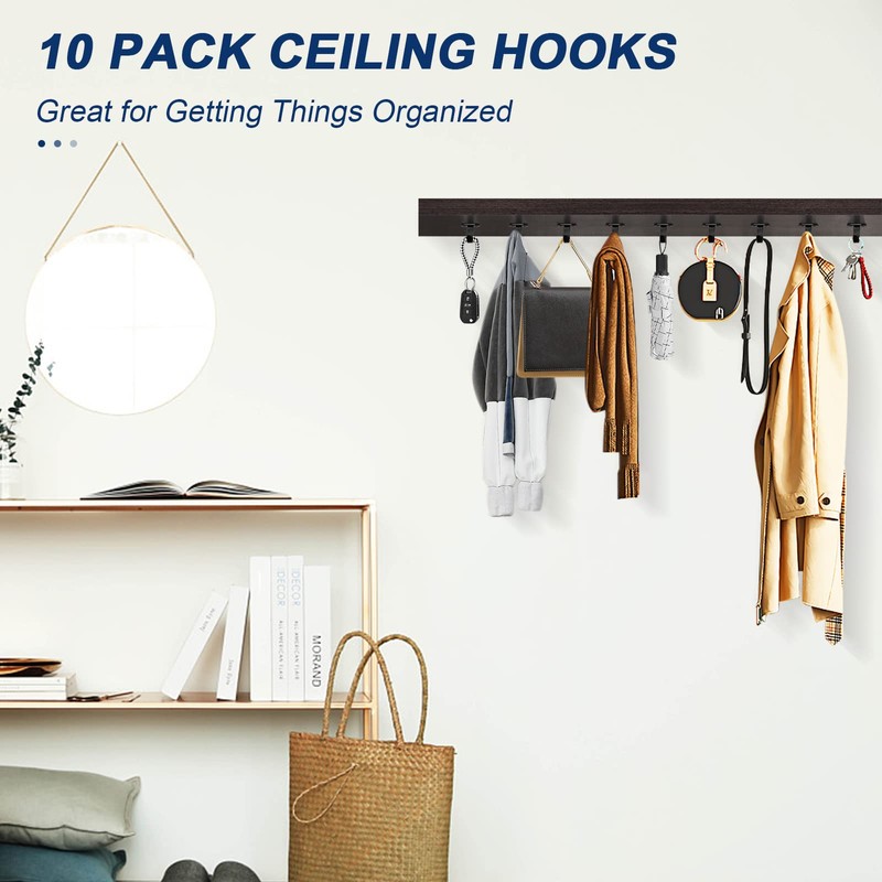 NearMoon Stainless Steel Screw Mounted Ceiling Hooks, Under-Shelf Towel/Robe Clothes