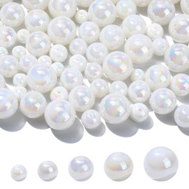 LiQunSweet - 100 abalorio redondas de plástico ABS de imitación de perlas redondas blancas redondas sueltas para bricolaje, joyas, pulseras, manualidades, bolsas, decoraciones