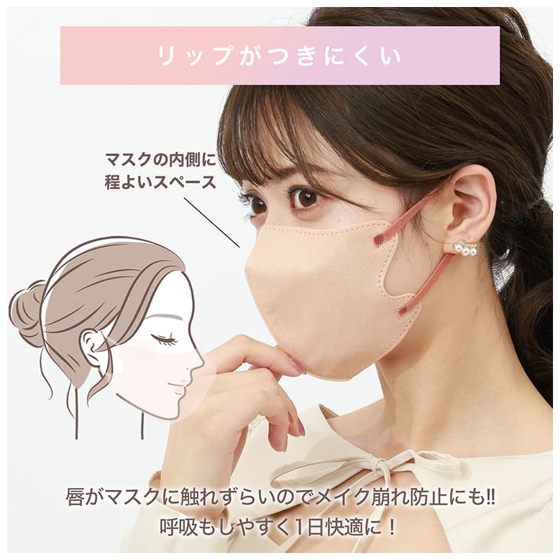 [LIFE BAY] マスク 3Dマスク 立体マスク 不織布 血色マスク 不織布マスク カラーマスク 立体