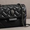 Bolso De Mujer De Cuero Negro Con Correa De Cadena