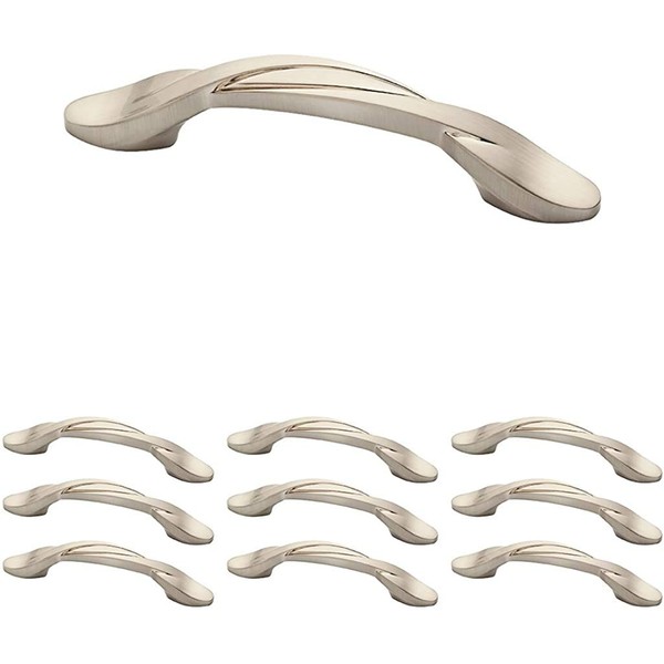 Franklin Brass Brushed Nickel Curved Handle Pull, Cabinet Handles and Drawer Pulls for Kitchen Cabinets and Dresser Drawers, 3 Inch, 25-Pack, P35518K-SN-B1, Cabinet Hardware