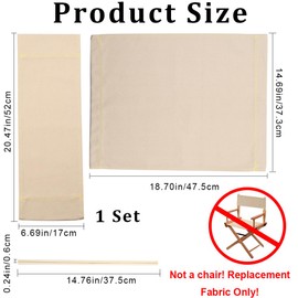 GORGECRAFT 19~20x7~15" Chair Canvas Replacement Beige Casual Director Movie Chair Covers Kit Seat and Back with Two Wood Stick Easy to Clean Folding Chair for Home Patio Supplies Furniture Accessories