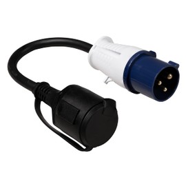 McPower CEE plug to earthing contact coupling, 0.35 m, H07RN-F 3G2.5 mm², 230 V, 16 A, 3500 W, IP44, splash-proof with protective cover
