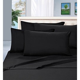 Elegant Comfort 1500 Premier Wrinkle & Fade Resistant Hotel Quality Ultra Soft Luxurious 4-Piece Bed Sheet Set, Queen, Black