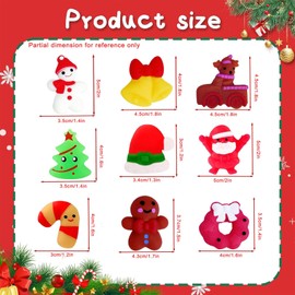 ​Christmas Mochi Squishy Toys,18Pcs Xmax Fidget Toys Stress Squeeze Toy for Kids, Mini Kawaii Moji Squishies Soft Fidget Toy Pack for Xmas Party Bags Fillers Girls Boys Kids Treats Party Favors Gifts