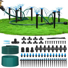 Bluepro 230FT Drip Irrigation System, Quick-Connect Automatic Garden Watering Misting System for Greenhouse, Yard, Lawn with 1/2 inch Hose, 1/4 inch Distribution Tubing, Drip Emitters, Connectors