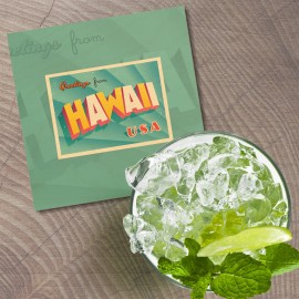 Unbranded Hawaii USA State Greetings Retro 4'' X 4'' Square Wooden Coaster