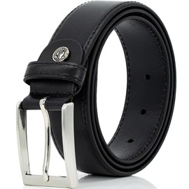 LINDENMANN Men's Leather Belt 35 mm Wide Belt Men's Full Leather Belt Black, black