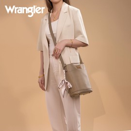 Wrangler Vegan Leather Crossbody Purse for Women Large Cross Body Bag with Scarves WG67-9183CM